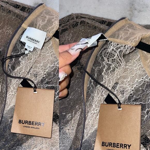 Burberry Checked Stretch-Knit Long Sleeve High Neck Bodysuit in Dark Birch Brown - Picture 17 of 17